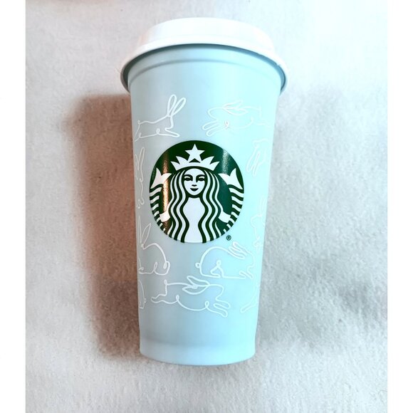 Lot of 5 Starbucks tumblers 16 oz. plastic w/ 1 lid - Easter, mermaid, other - Picture 6 of 9